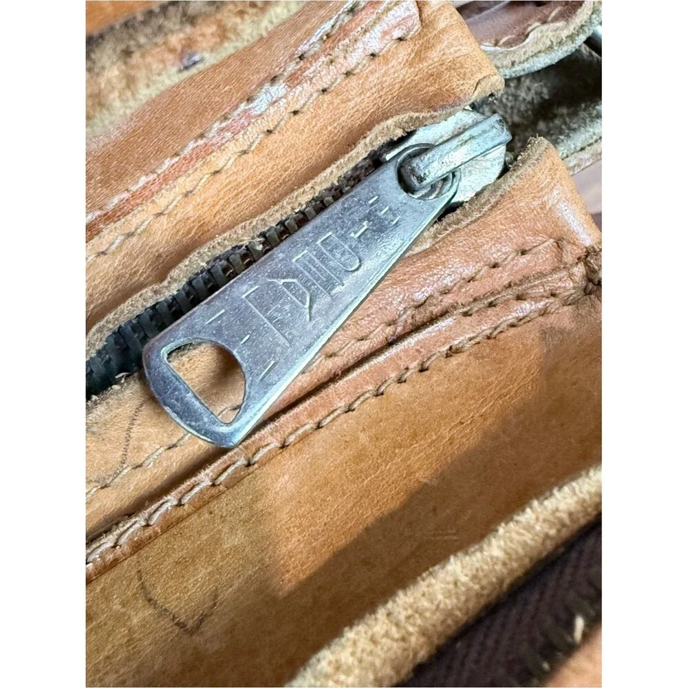 Vintage Tooled Tan Leather Shoulder Bag Boho